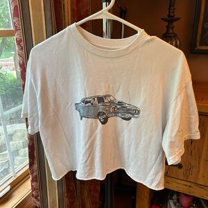 J. Galt brandy melville Motor Show Cropped Shirt blue muscle car - one size